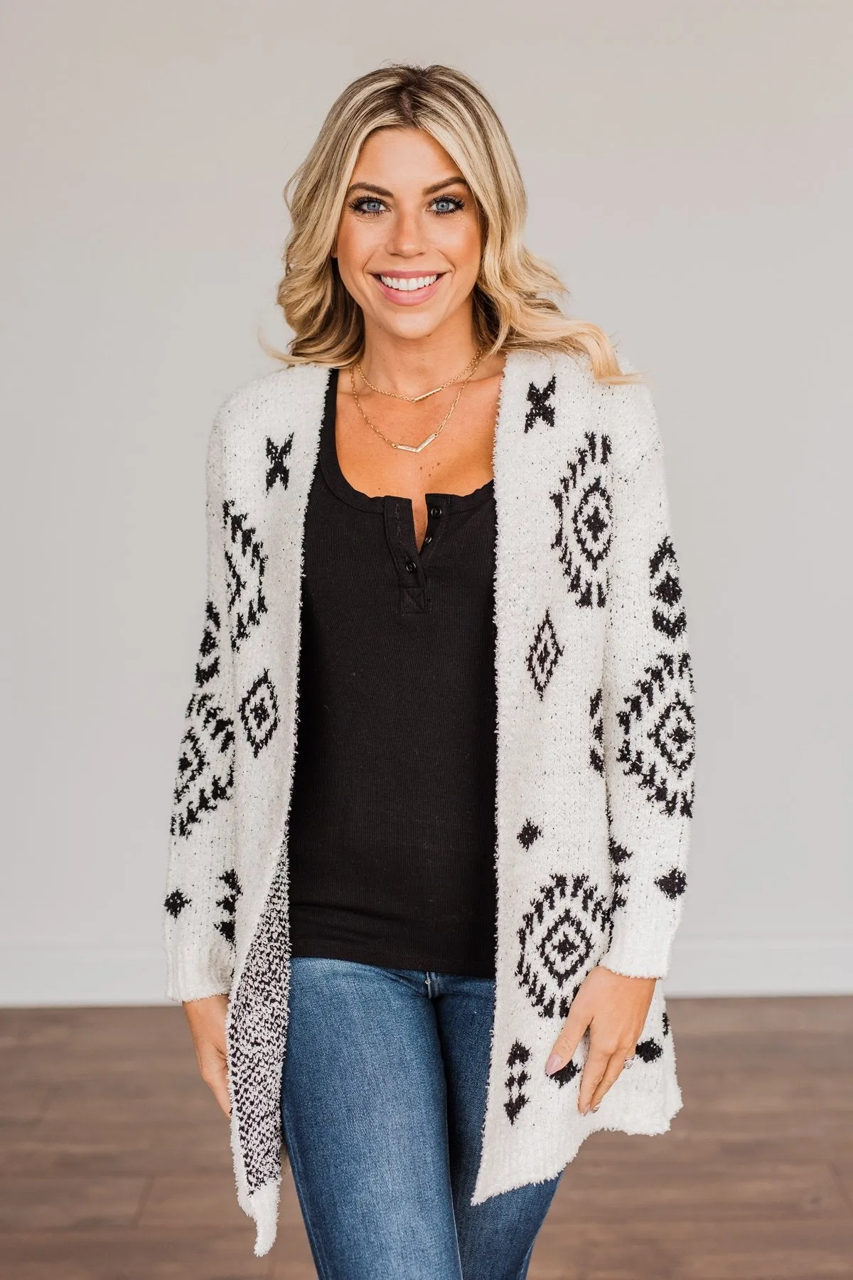 Simply Chic Aztec Cardigan- Black & Ivory