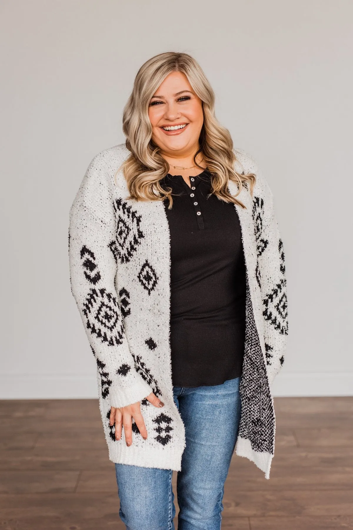 Simply Chic Aztec Cardigan- Black & Ivory