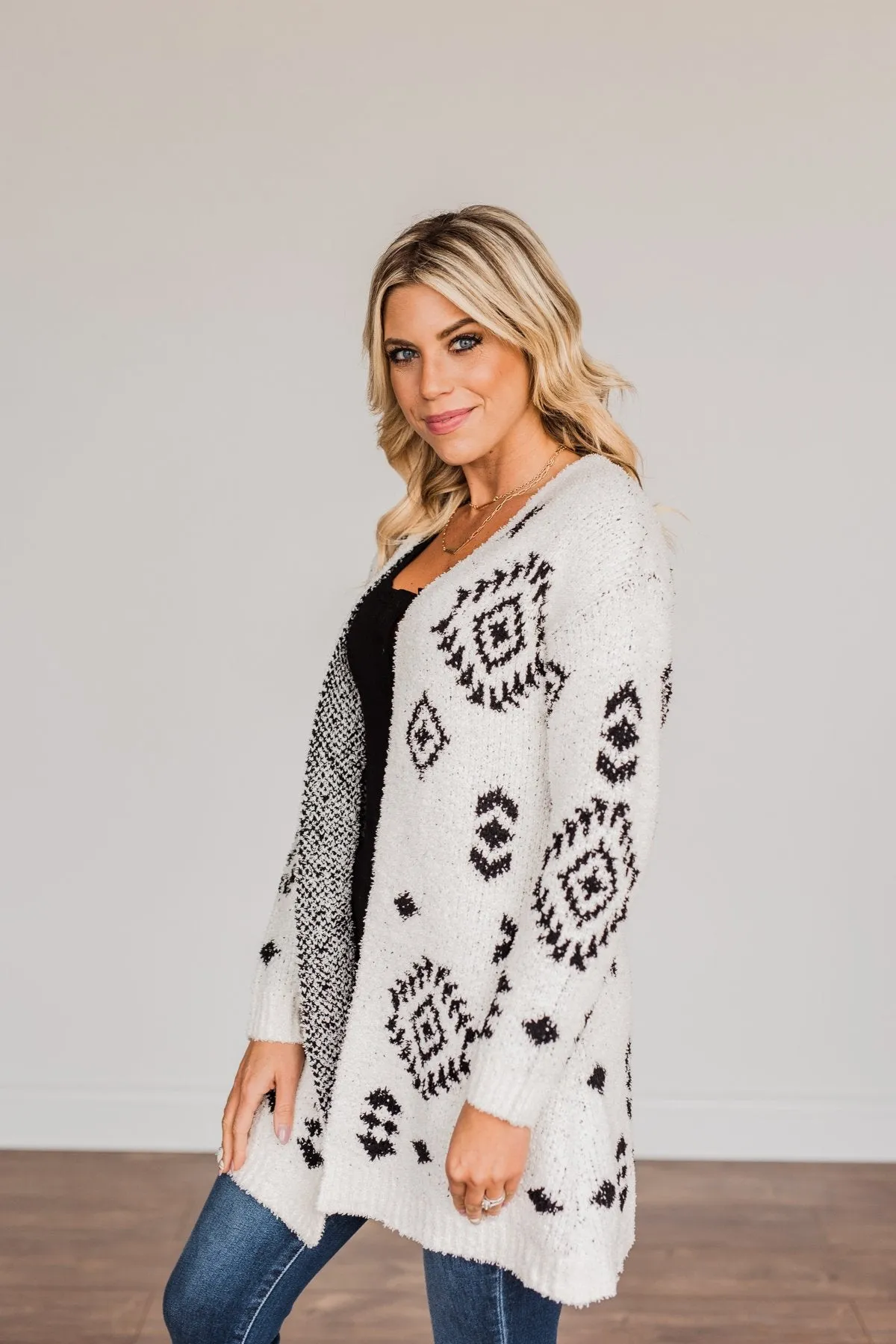 Simply Chic Aztec Cardigan- Black & Ivory