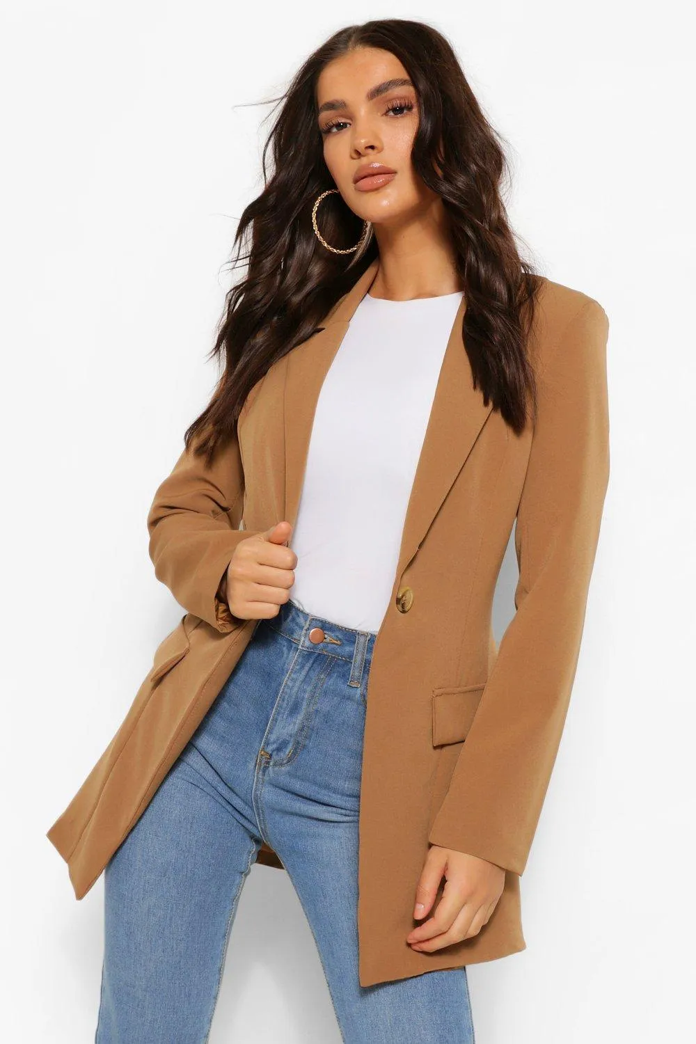 Single Breasted Shoulder Pad Blazer