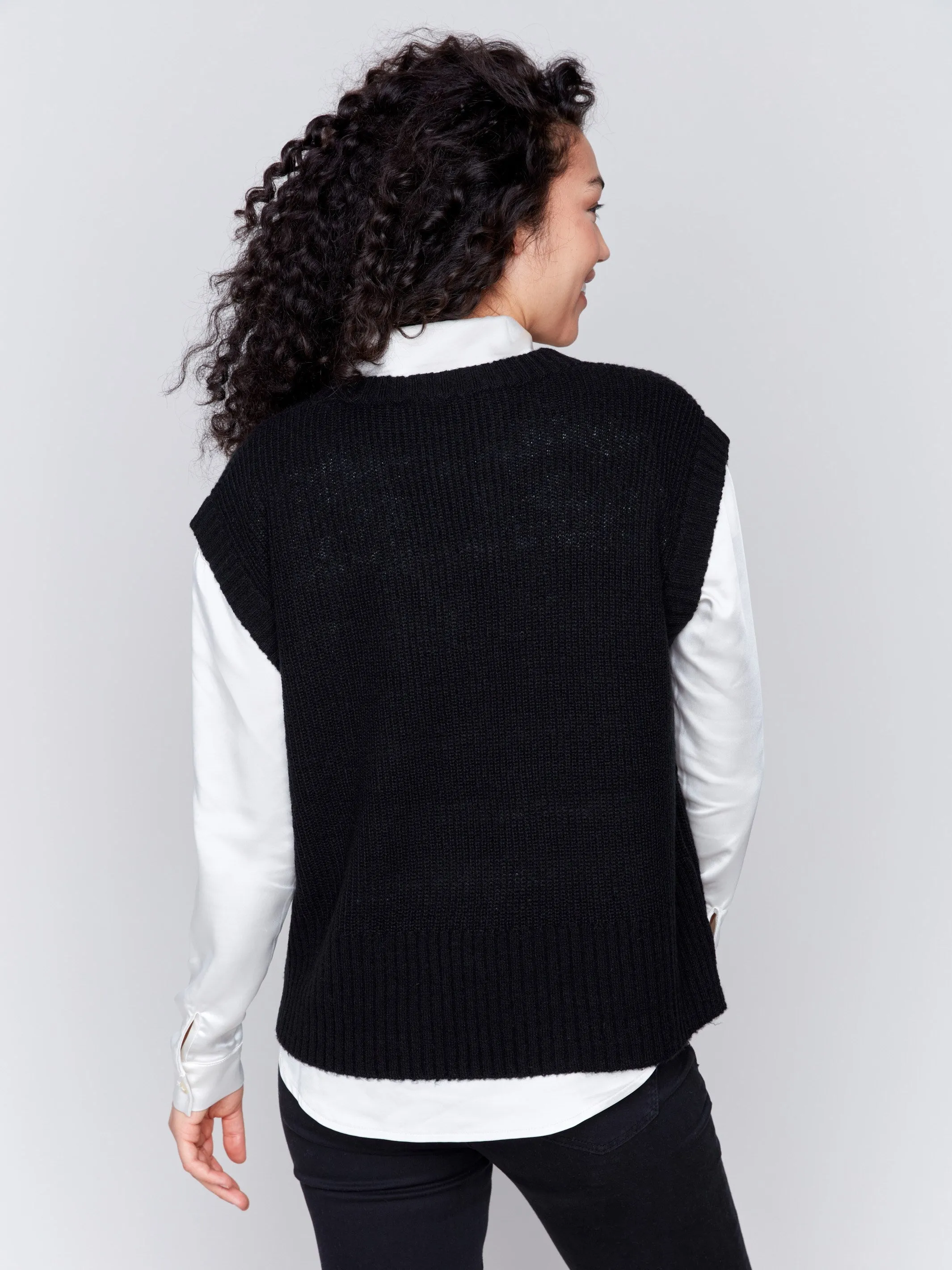 Soft Touch Sweater Vest - Black