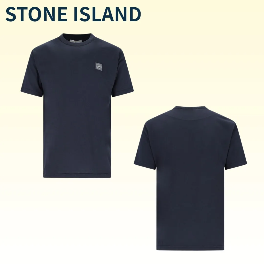 STONE ISLAND  |Crew Neck Pullovers Street Style Plain Cotton Short Sleeves