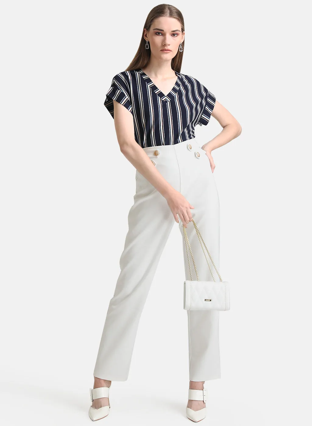 Straight Fit Trousers With Tab Detail