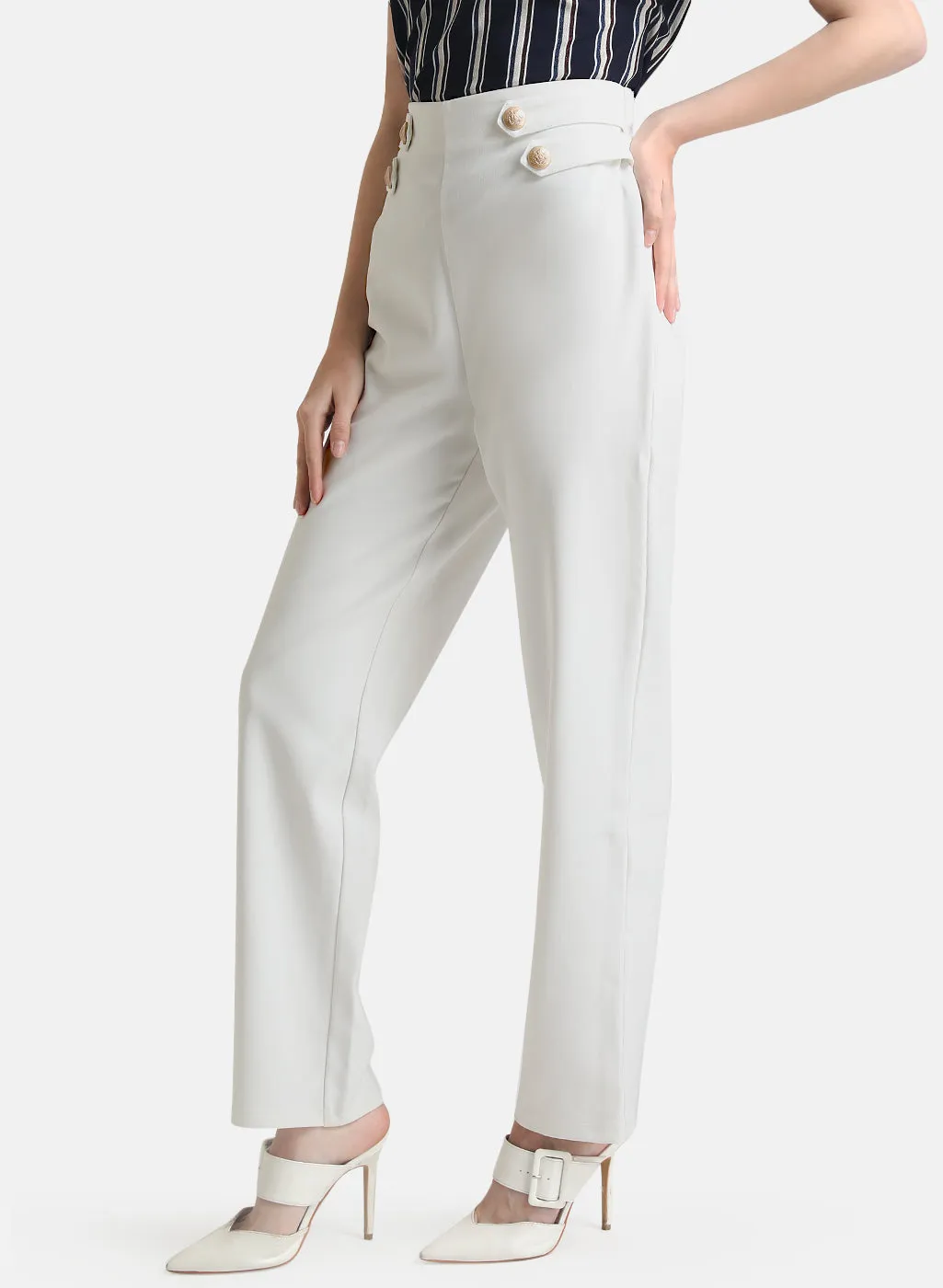 Straight Fit Trousers With Tab Detail