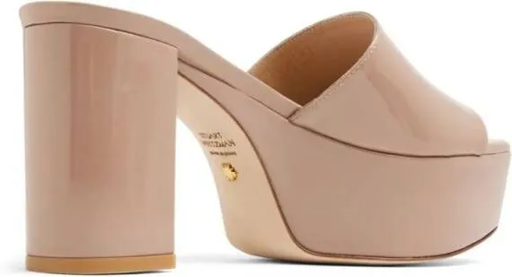 Stuart Weitzman 95mm open-toe leather mules Neutrals