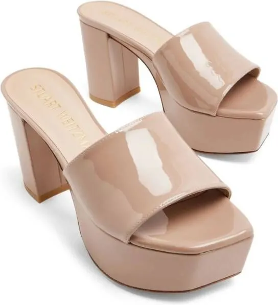 Stuart Weitzman 95mm open-toe leather mules Neutrals