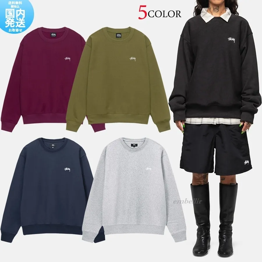 STUSSY  |Pullovers Unisex Street Style Long Sleeves Plain Cotton Logo