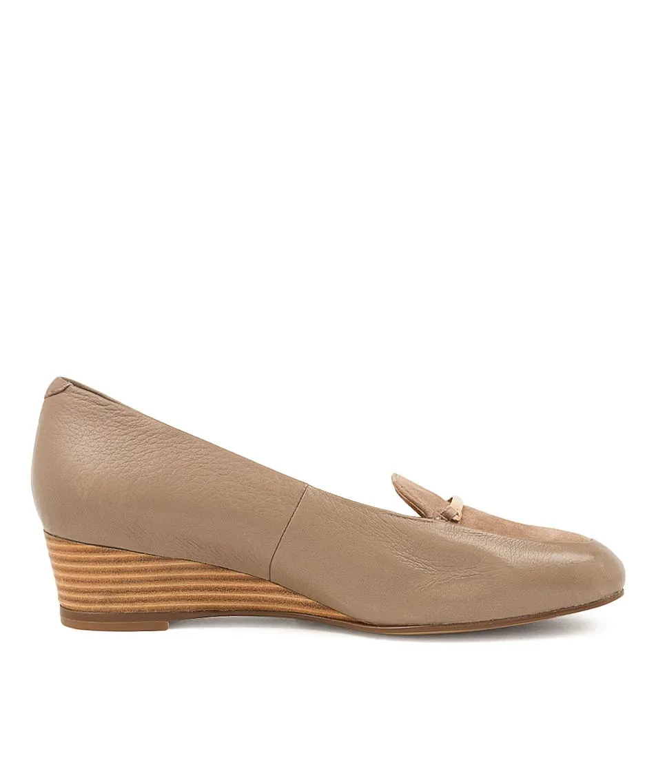 SUPERSOFT Besti Taupe Leather Wedges