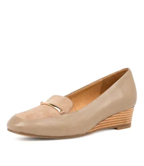 SUPERSOFT Besti Taupe Leather Wedges