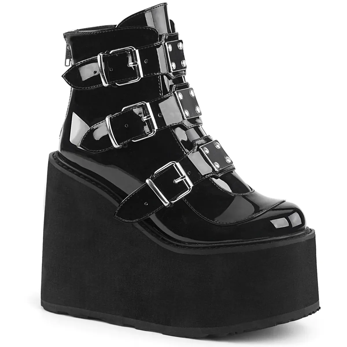 SWING-105 Blk. Patent Wedge Ank