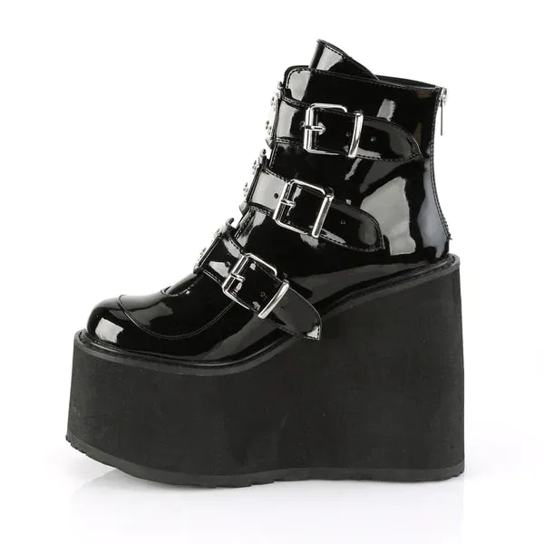 SWING-105 Blk. Patent Wedge Ank