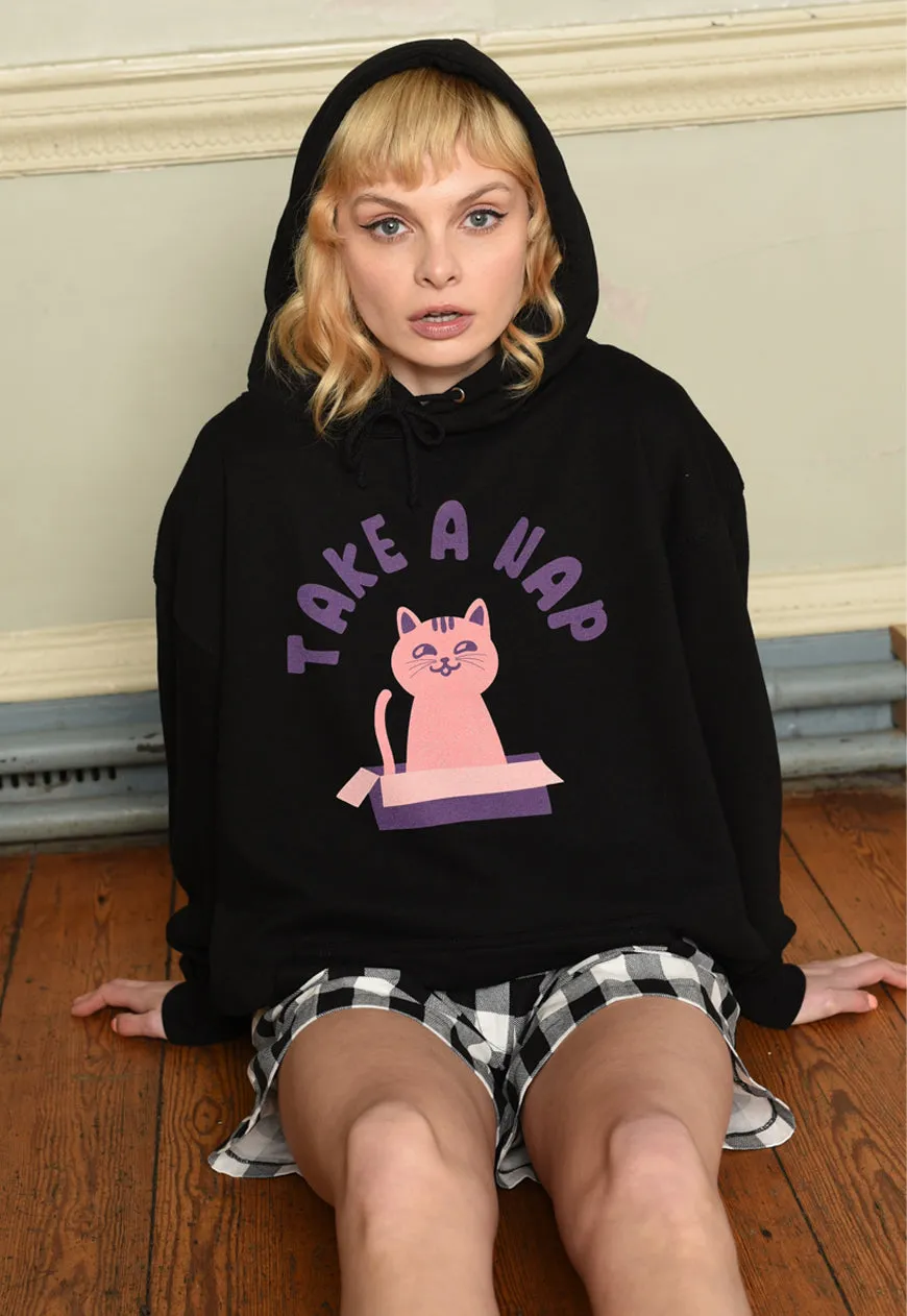 Take A Nap Women's Cat Slogan Hoodie