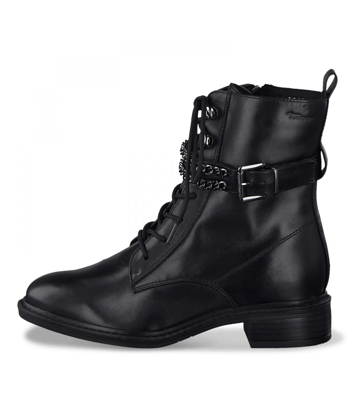 Tamaris Leather Army Boot - Black