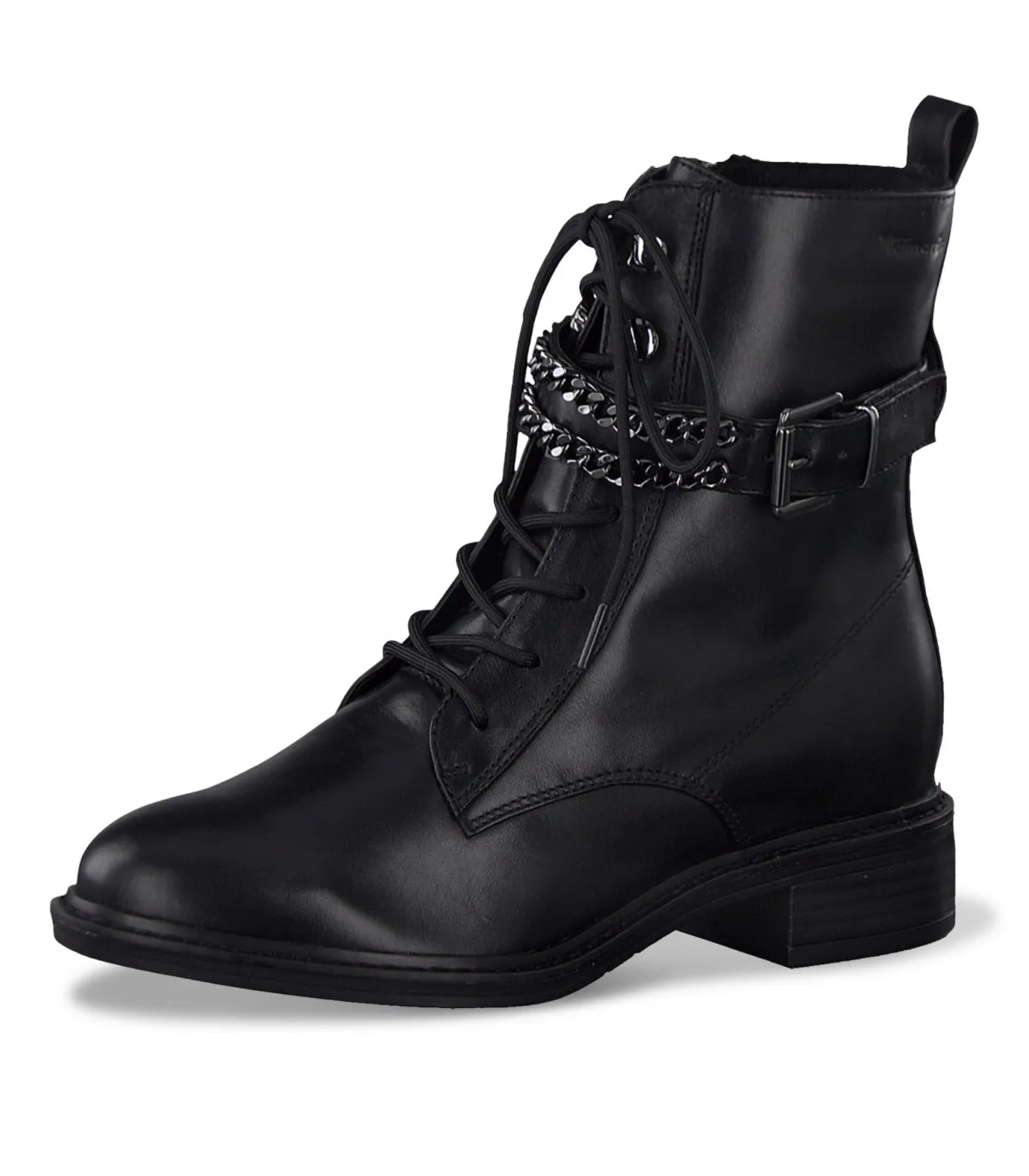 Tamaris Leather Army Boot - Black