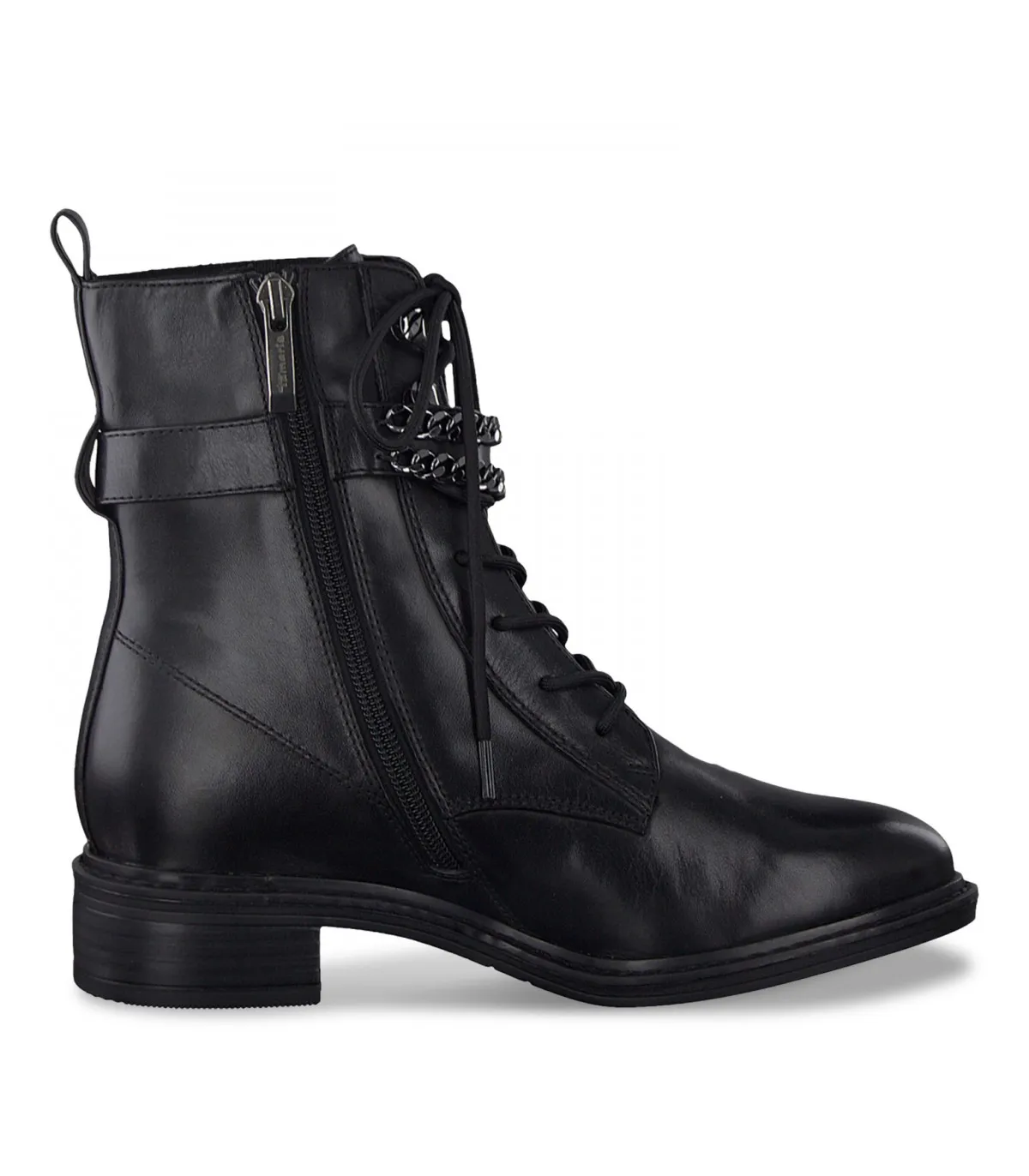 Tamaris Leather Army Boot - Black