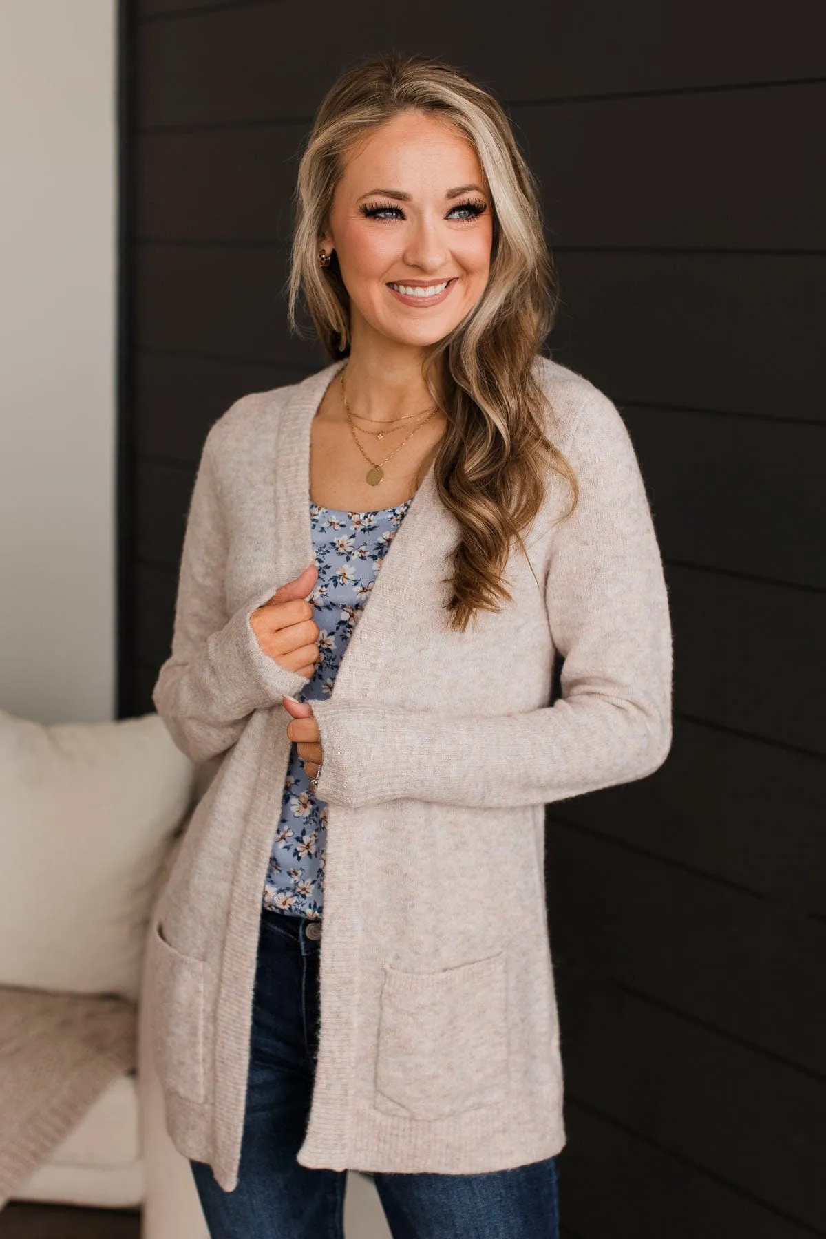 Think It Over Knit Cardigan- Oatmeal