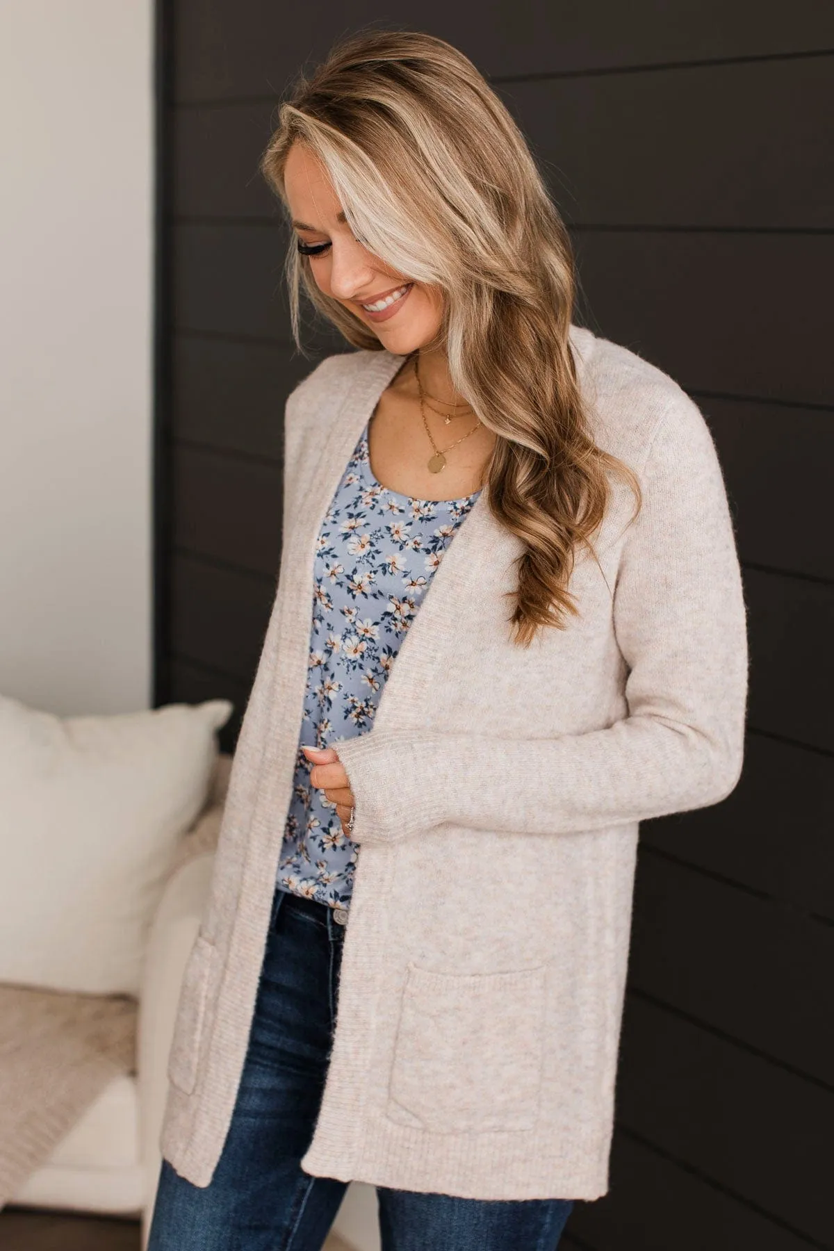 Think It Over Knit Cardigan- Oatmeal