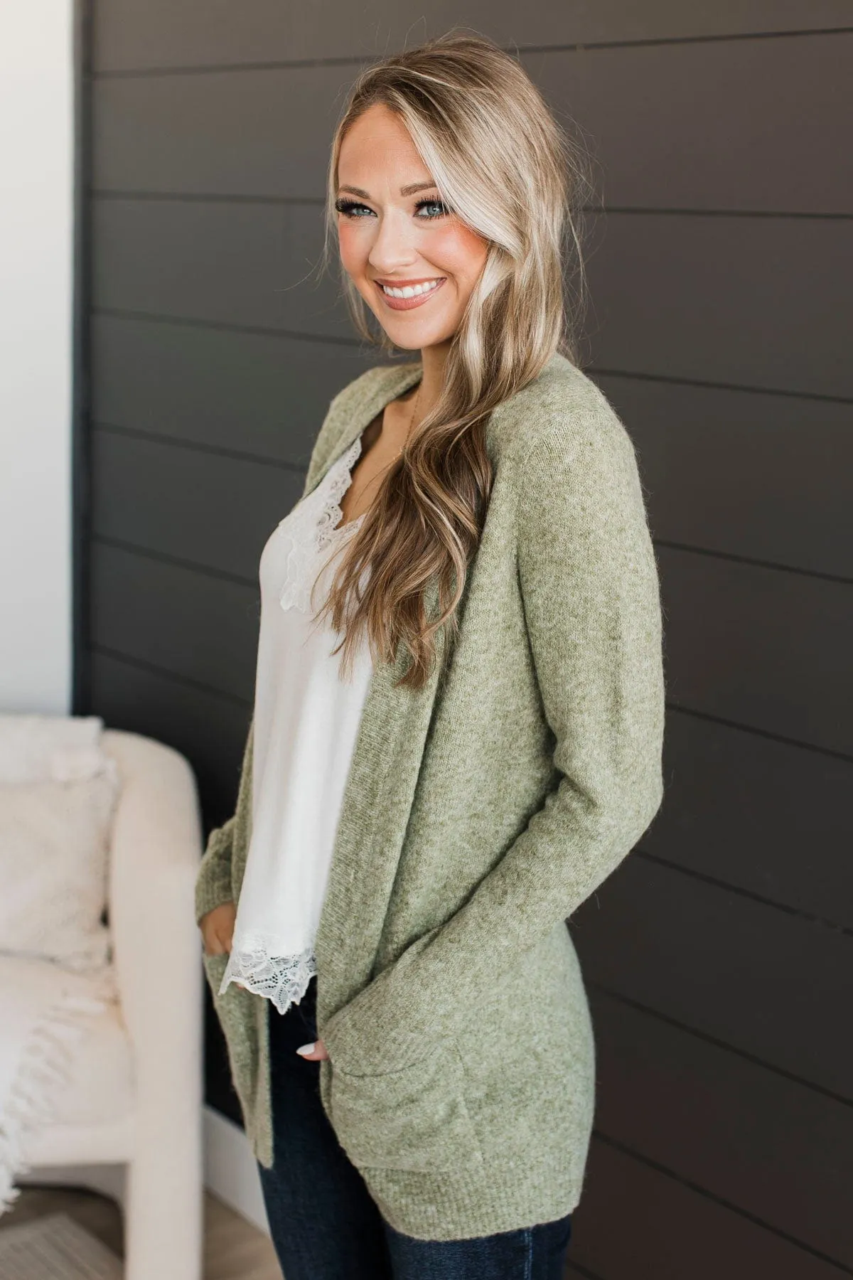 Think It Over Knit Cardigan- Sage