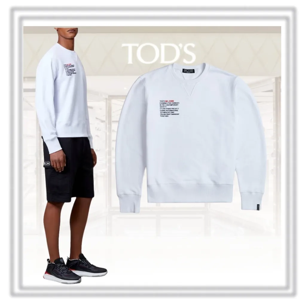 TOD'S  |Crew Neck Sweat Street Style Long Sleeves Plain Cotton