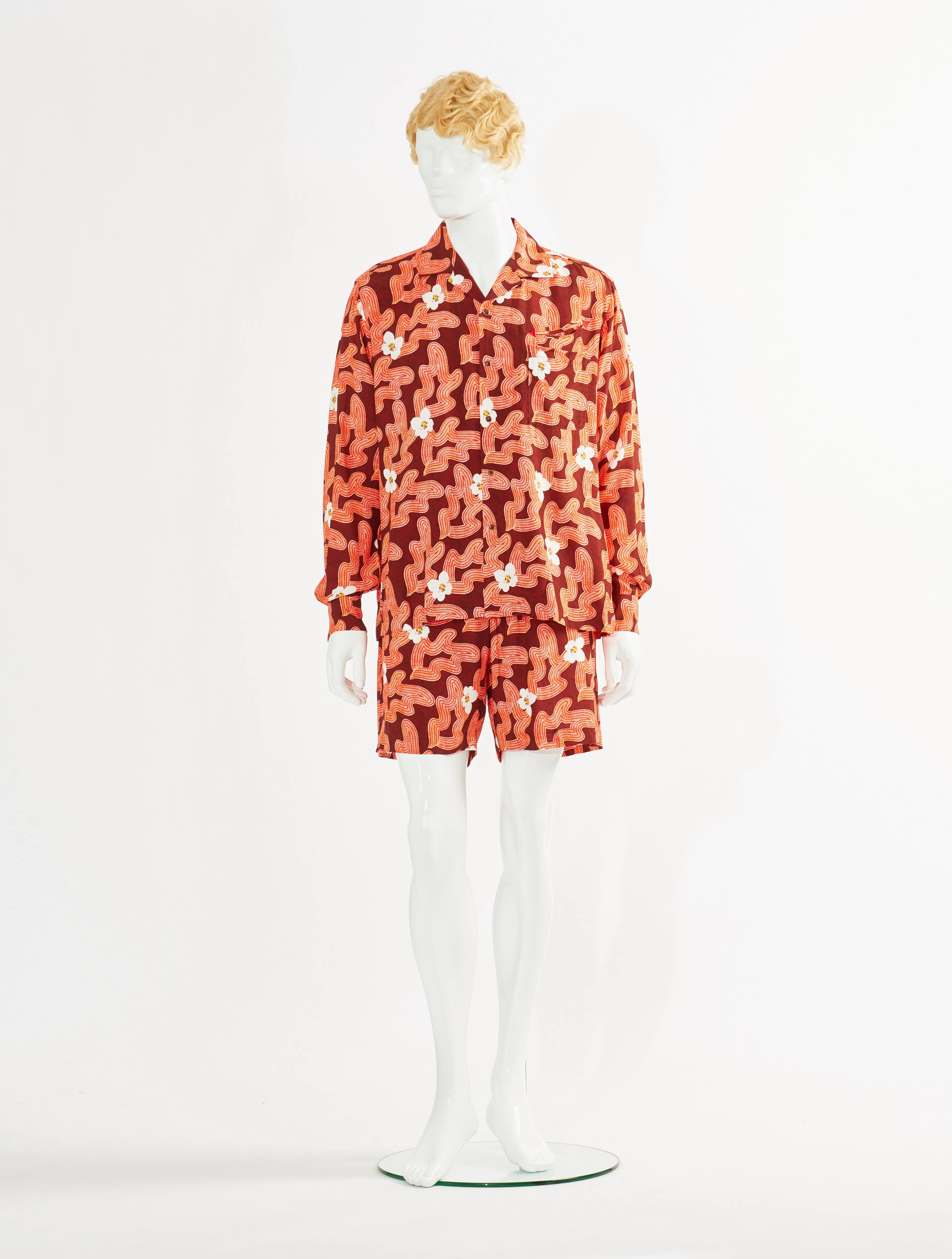 Toga Virilis Red Print Rayon Shirt