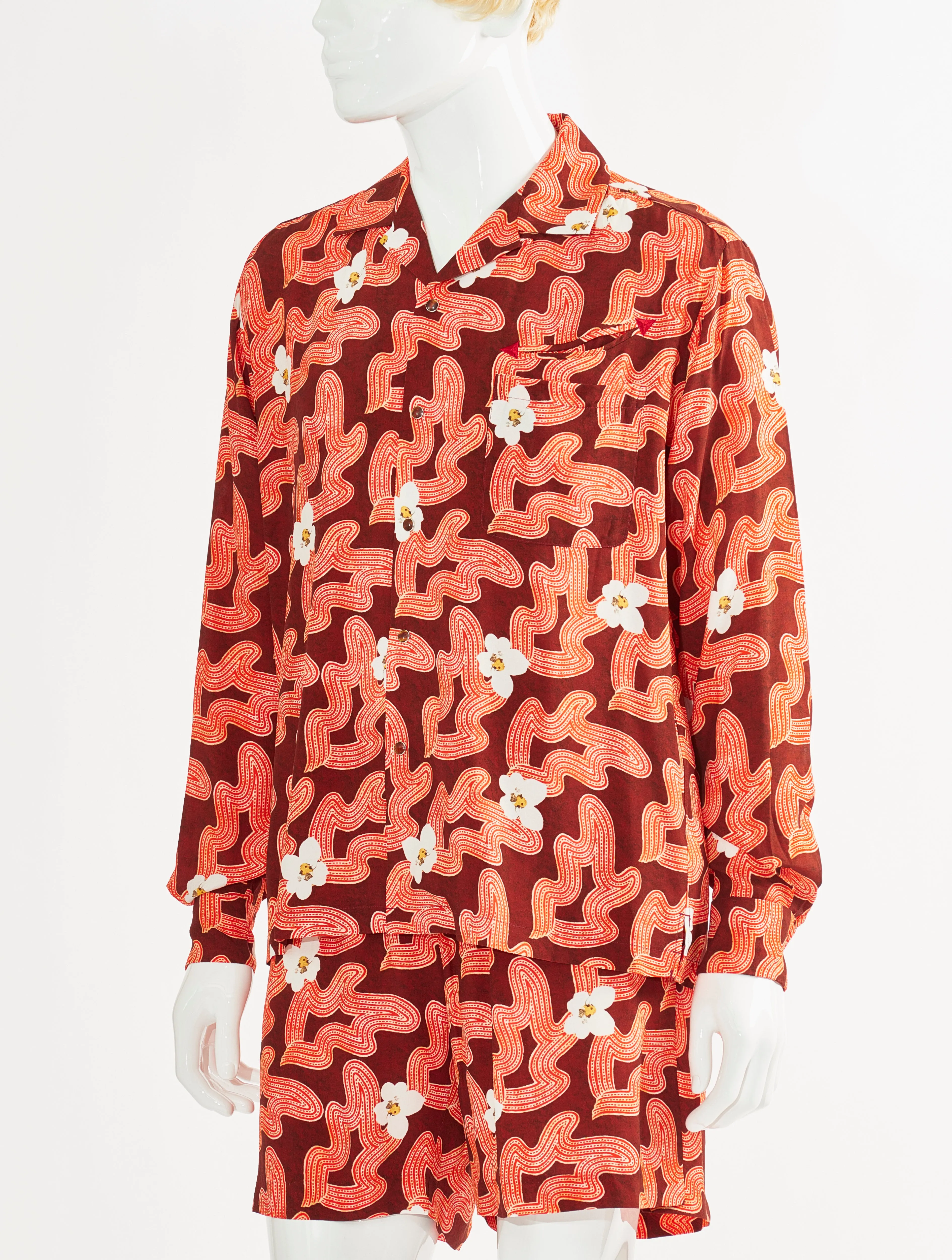 Toga Virilis Red Print Rayon Shirt