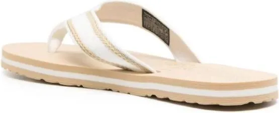 Tommy Hilfiger logo-jacquard striped flip flop White