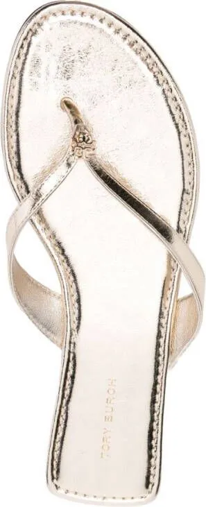 Tory Burch flat leather flip-flops Gold