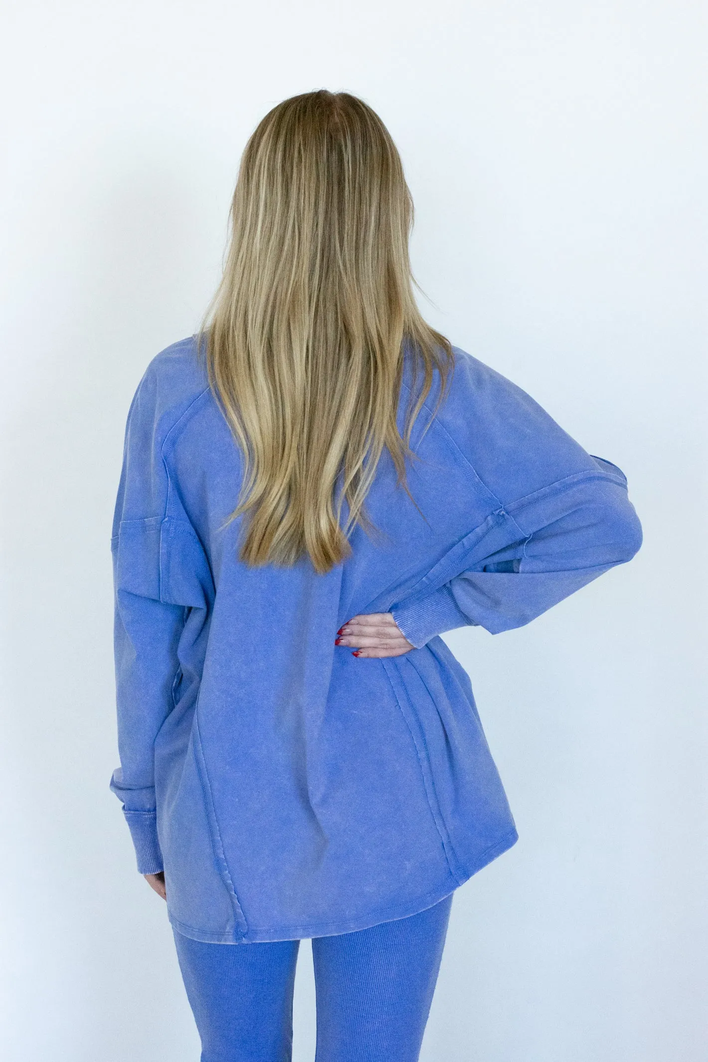 Up for Anything Periwinkle V-Neck Lounge Top