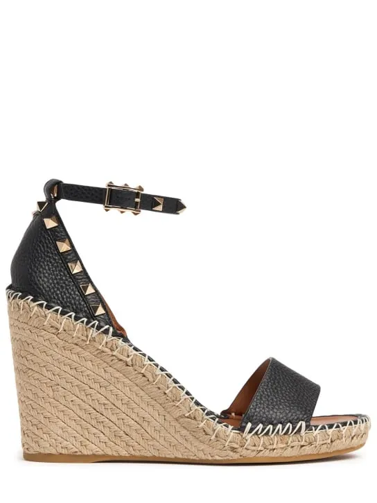 Valentino Garavani   105mm Rockstud leather wedges 