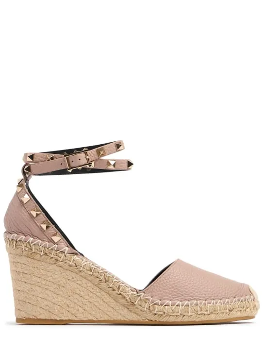 Valentino Garavani   85mm Rockstud leather wedges 