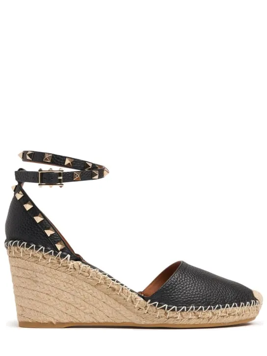 Valentino Garavani   85mm Rockstud leather wedges 