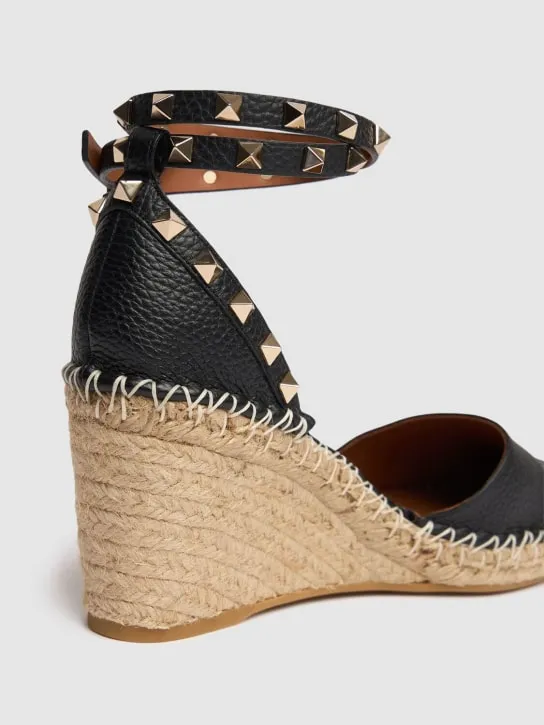 Valentino Garavani   85mm Rockstud leather wedges 