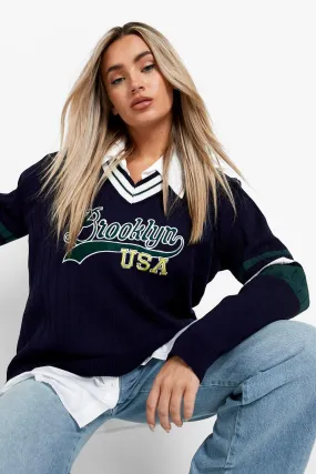 Varsity Rib Knit Sweater