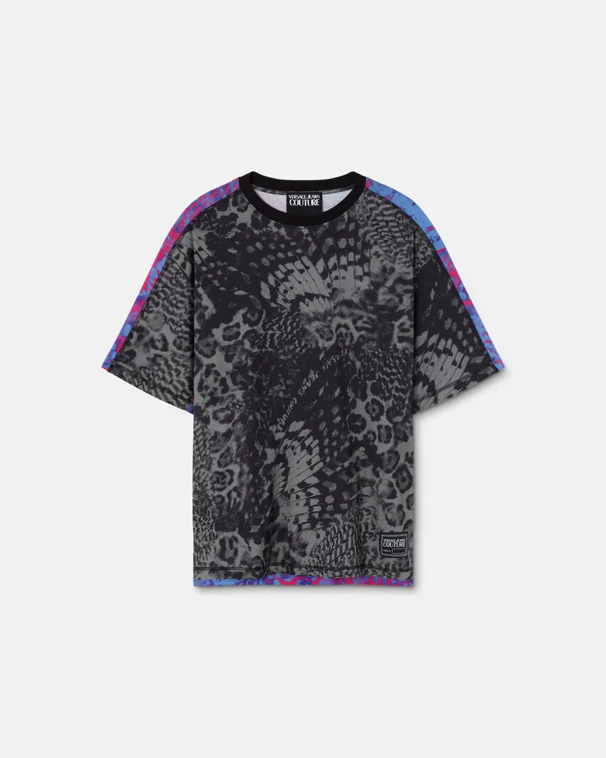 VERSACE JEANS  |Crew Neck Unisex Street Style Bi-color Cotton Short Sleeves