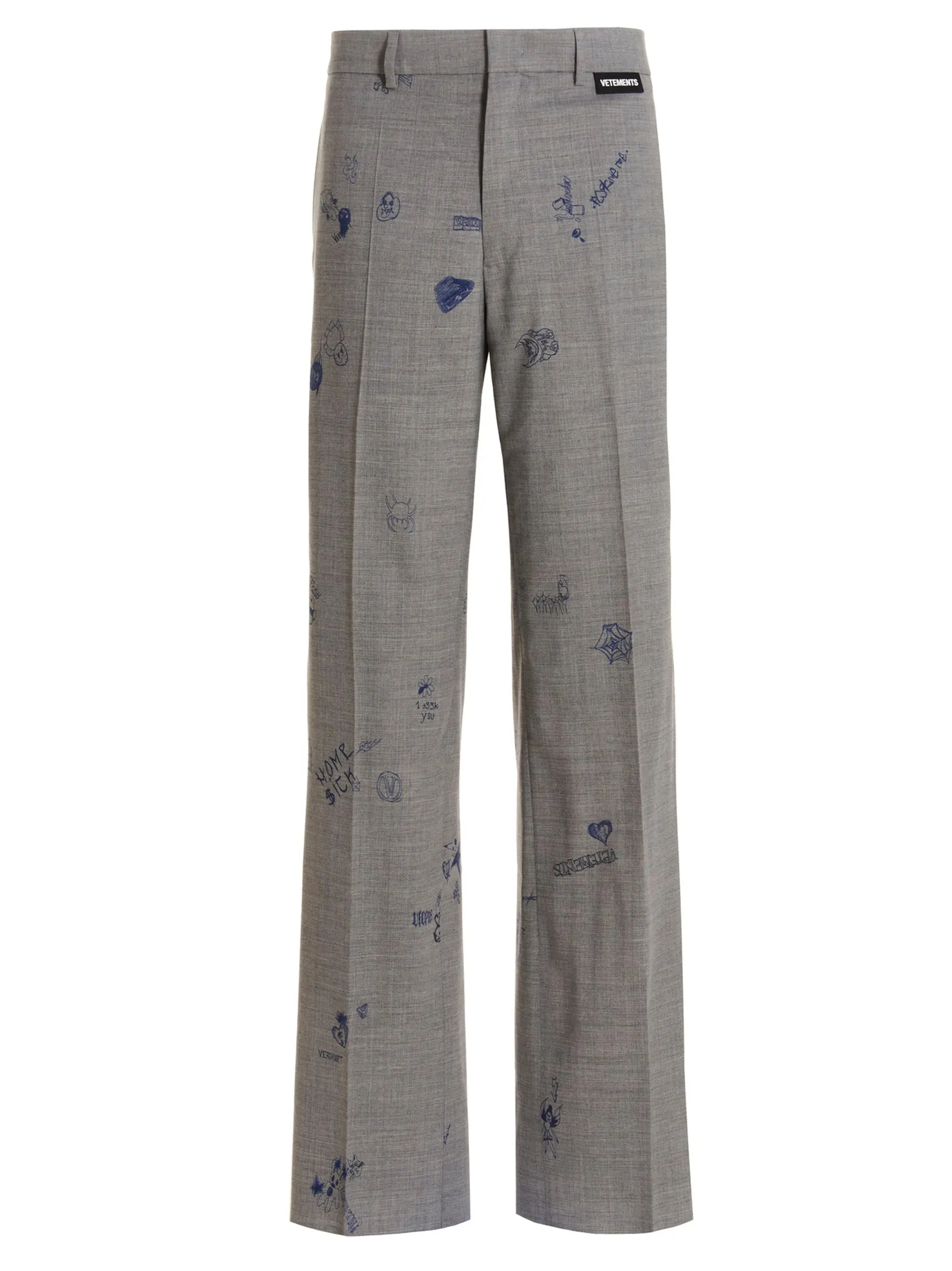 Vetements Scribbled Print Wide-Leg Trousers