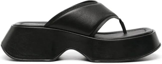 Vic Matie leather platform flip flops Black