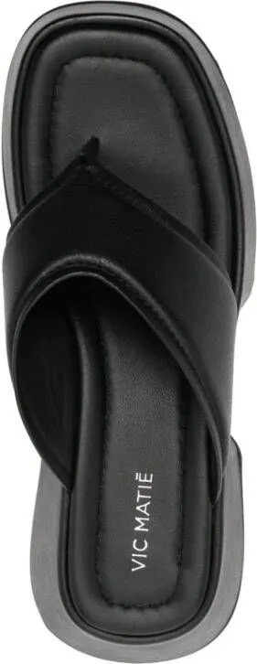 Vic Matie leather platform flip flops Black