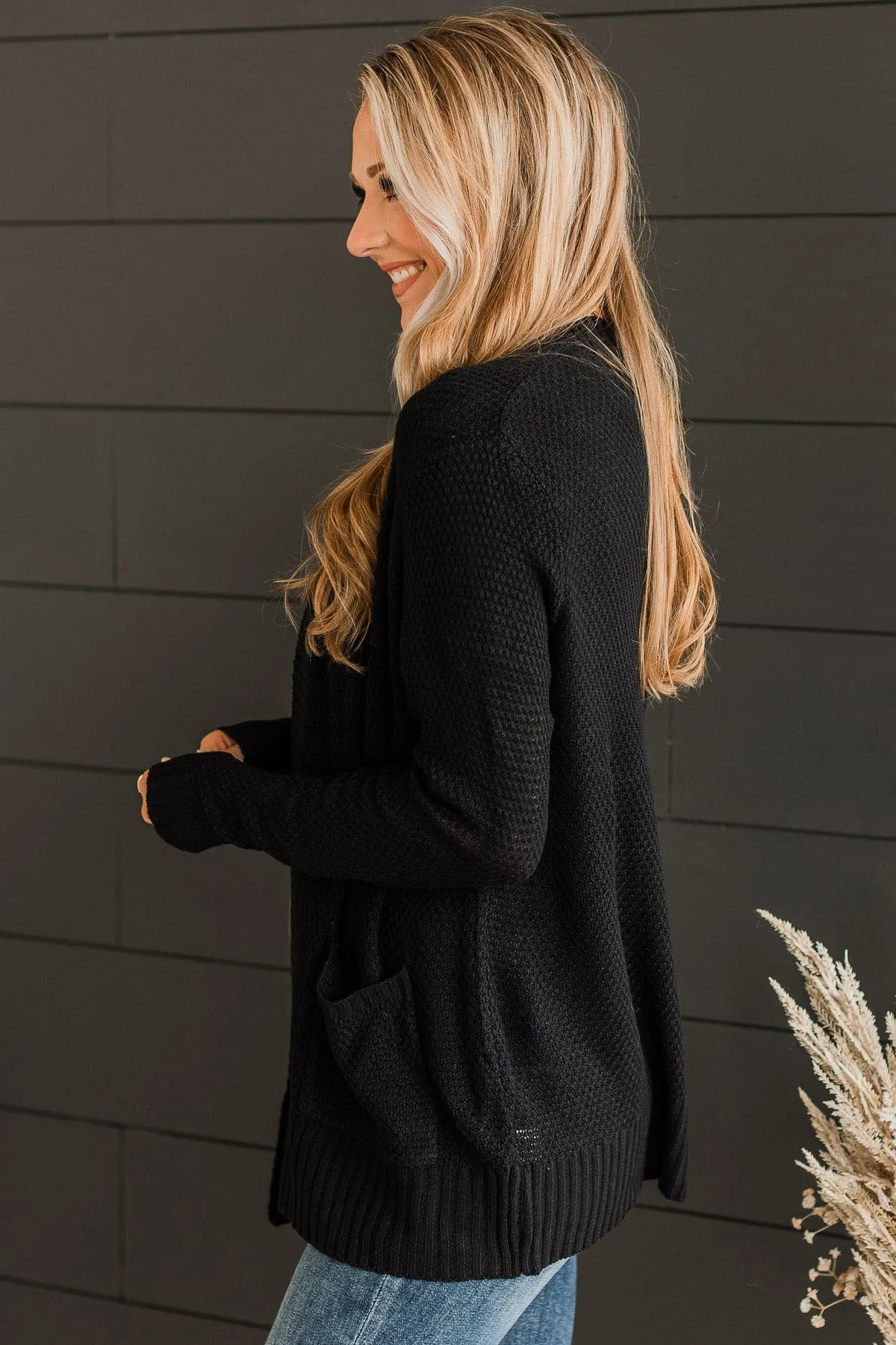 Welcoming To You Knitted Cardigan- Black