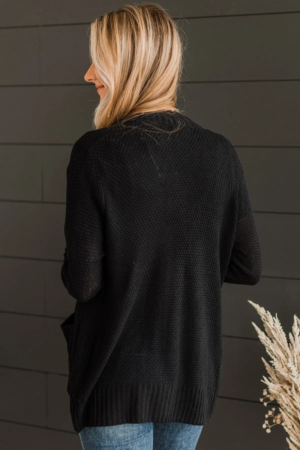 Welcoming To You Knitted Cardigan- Black