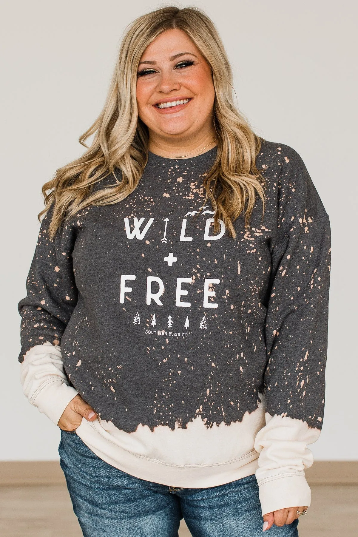 Wild + Free Crew Neck Pullover- Charcoal