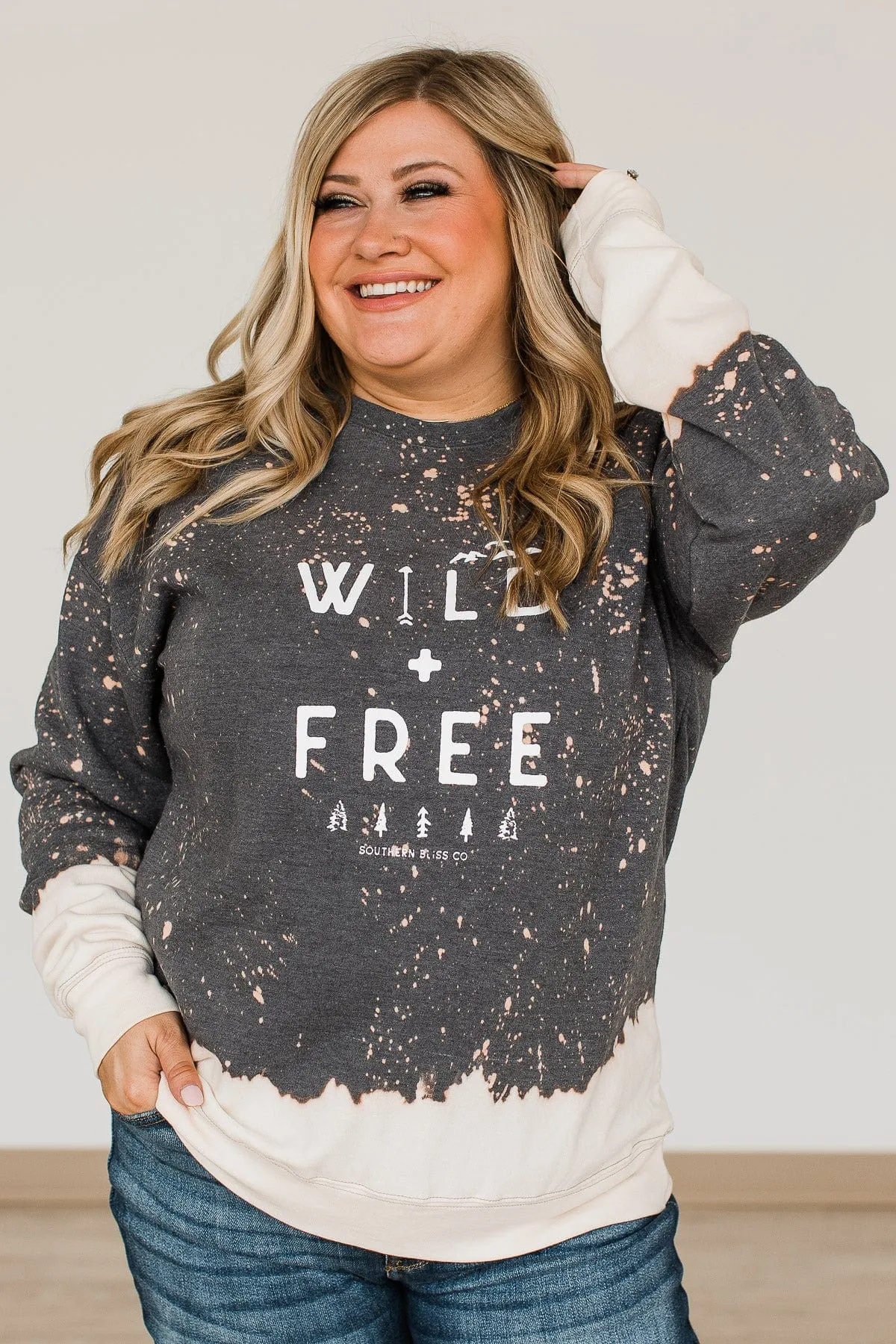 Wild + Free Crew Neck Pullover- Charcoal