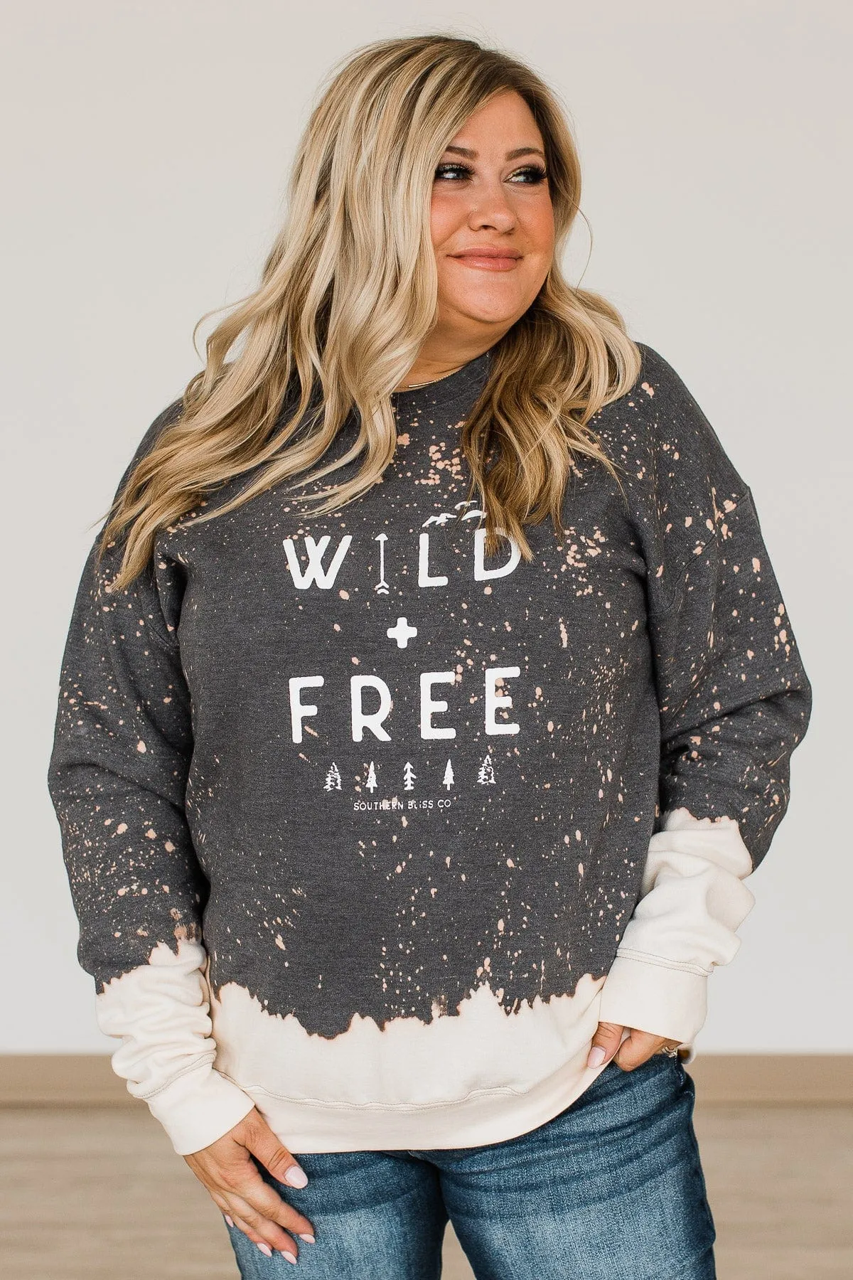 Wild + Free Crew Neck Pullover- Charcoal