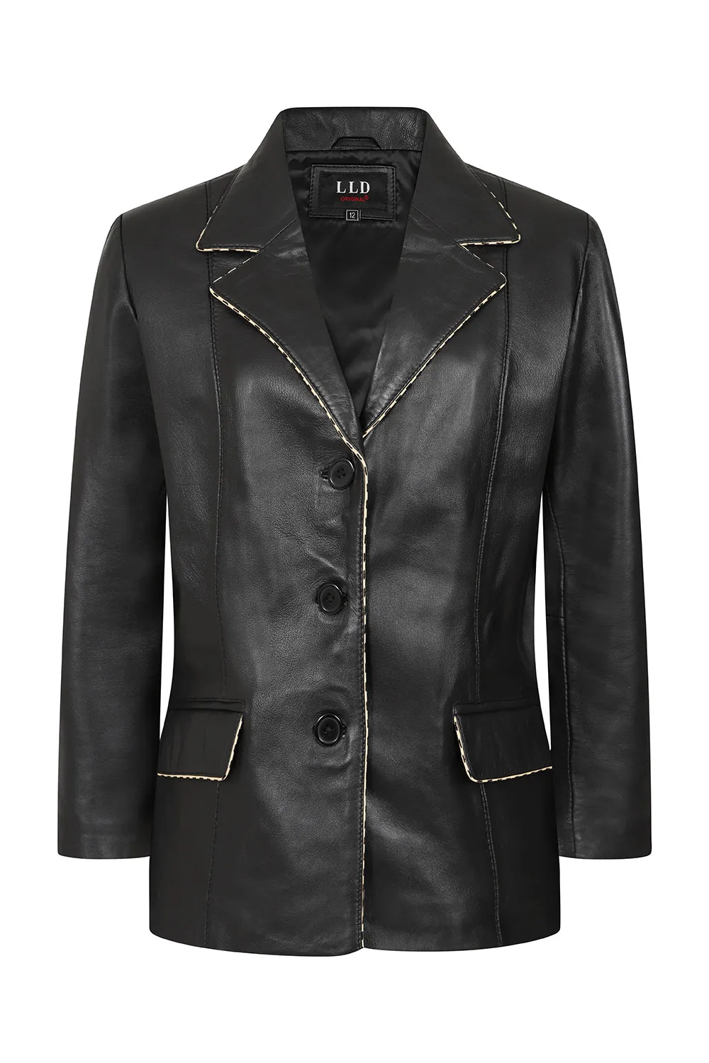 Women's hip length blazer Leather Jacket - PENNY