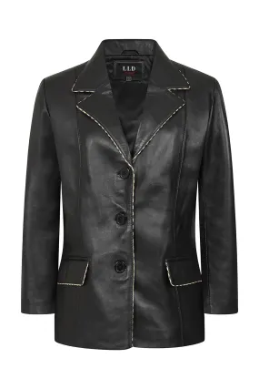 Women's hip length blazer Leather Jacket - PENNY