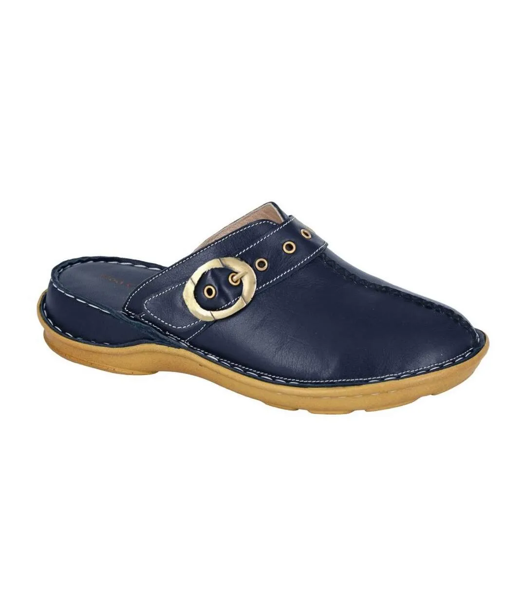 Womens/ladies softie leather mules navy Mod Comfys