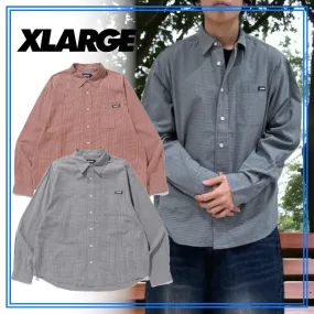 X-Large  |Pullovers Other Plaid Patterns Unisex Long Sleeves Cotton