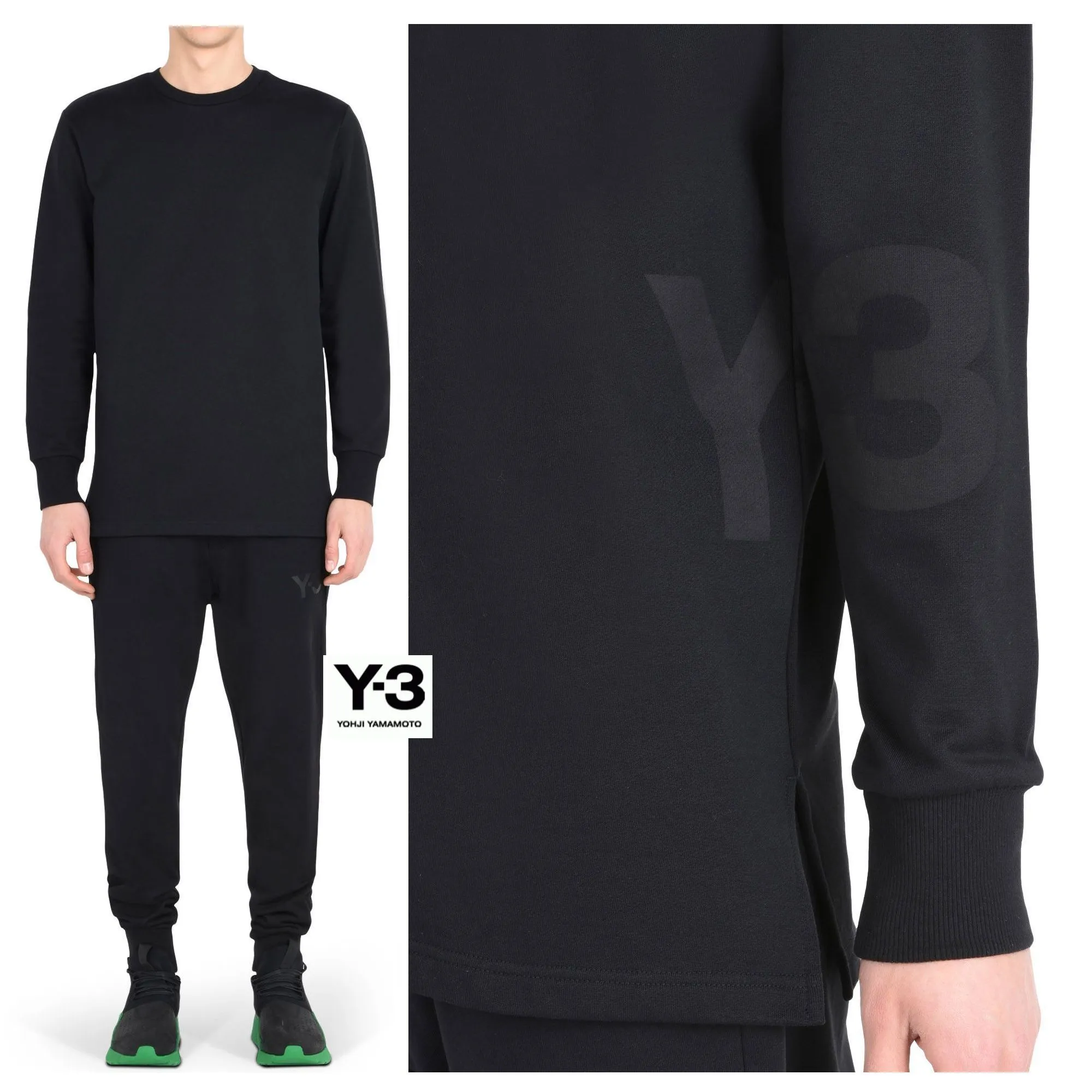 Y-3  |Crew Neck Pullovers Unisex Street Style Long Sleeves Plain