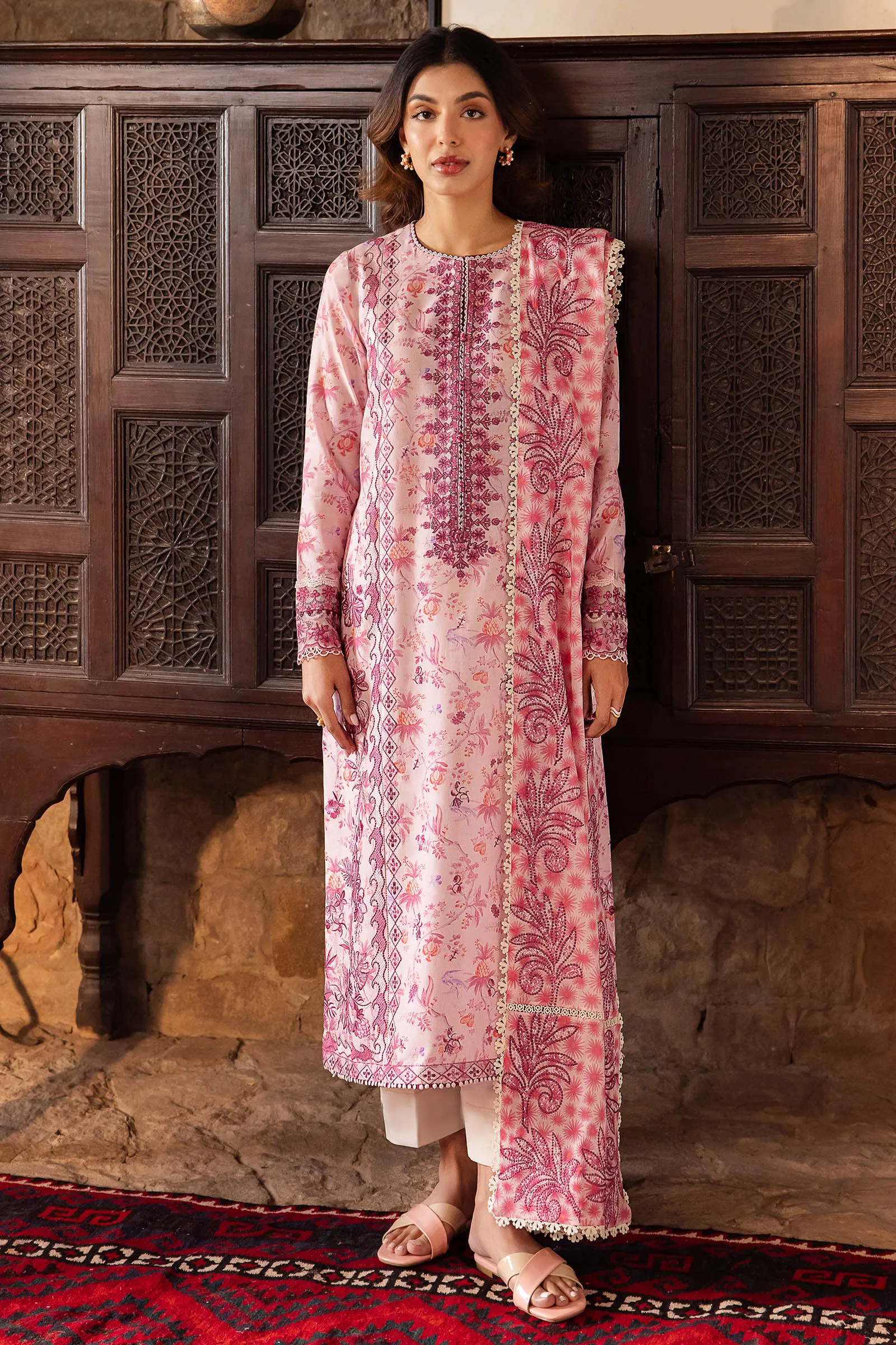 Zaha By Khadijah Shah Embroidered Lawn Unstitched 3Pc Suit ZL24-10B SENA