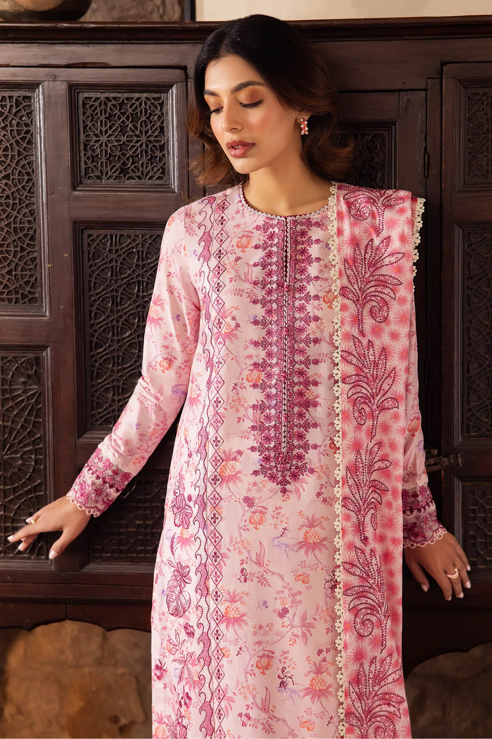 Zaha By Khadijah Shah Embroidered Lawn Unstitched 3Pc Suit ZL24-10B SENA