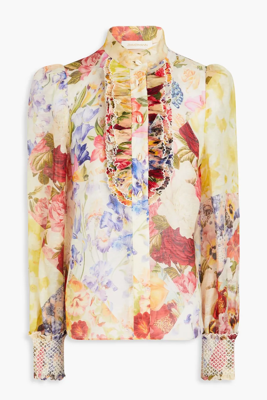 Zimmermann  |Flower Patterns Casual Style Silk Linen Long Sleeves